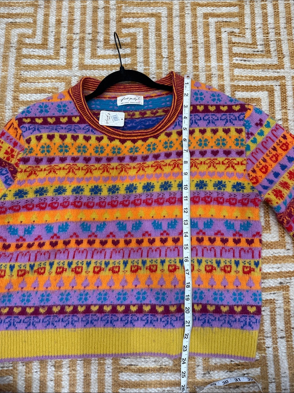NWT Free Prople Favorite Things Mixed Print Wool Blend Sweater - Picture 12 of 13